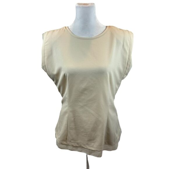 Ladies Costa Blanca Beige Wide Shoulder Blouse Size Medium - Picture 4 of 15